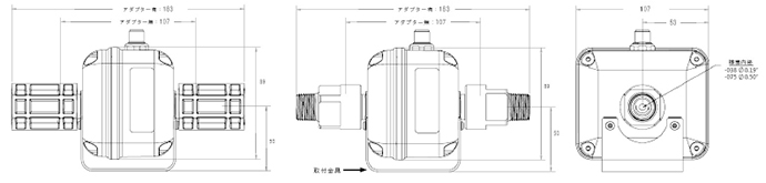 PE202シリーズ外形寸法図